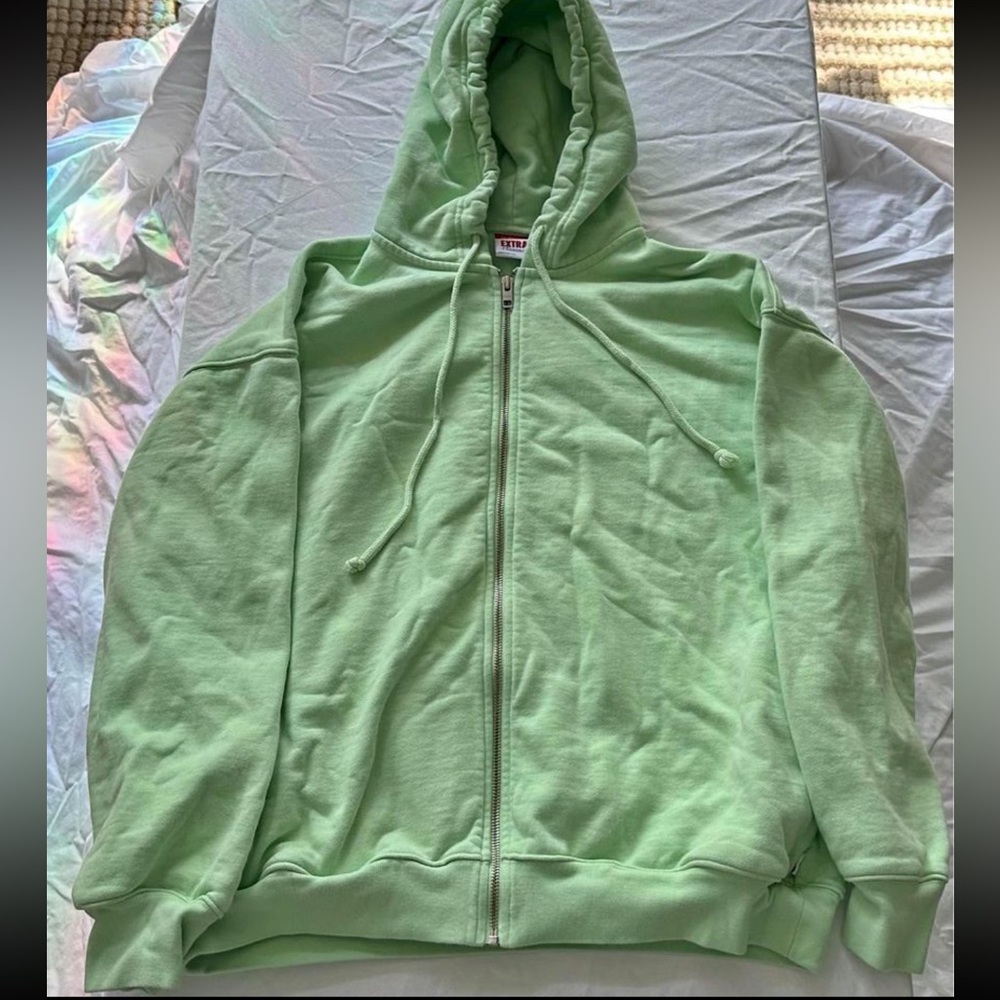 tna extra fleece mega zip-up hoodie fresh mint green